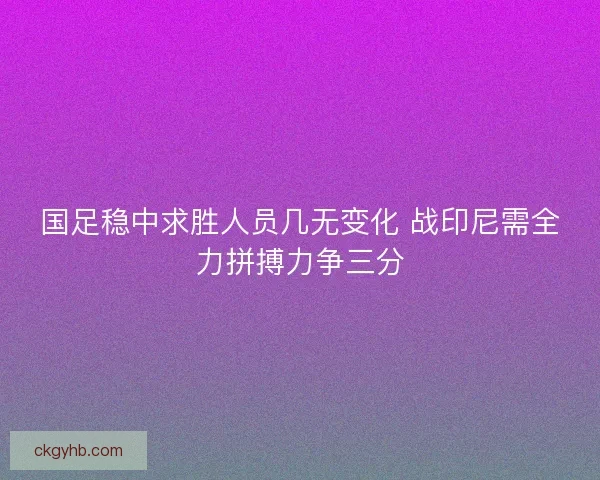 国足稳中求胜人员几无变化 战印尼需全力拼搏力争三分